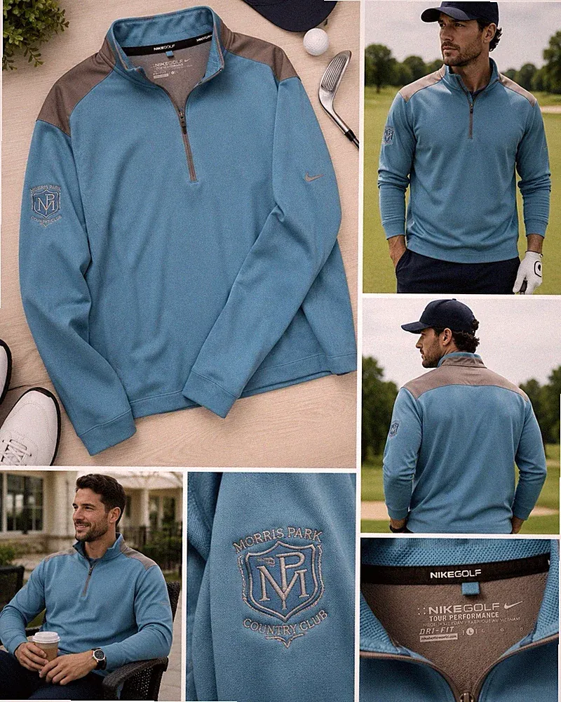 Nike Golf Dri-FIT Sweatshirt Men Large Blue Gray Tour Performance Country Club