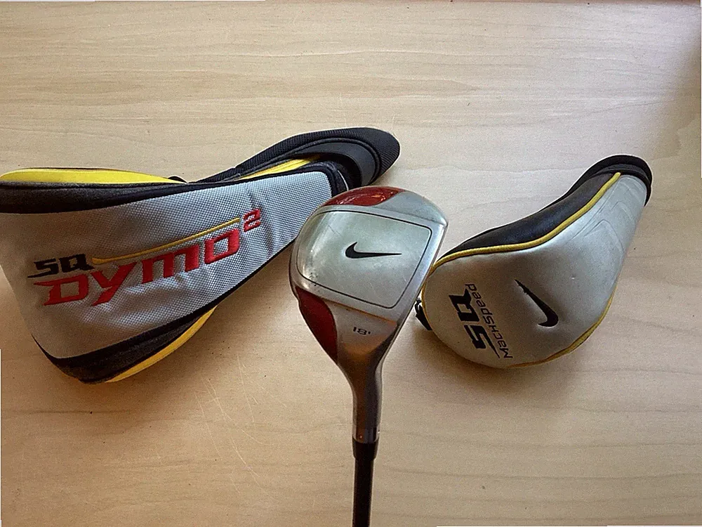 Nike Golf Lot, (1) Club And Two Head Covers SQ Dymo Machspeed CPR 18 Fairway