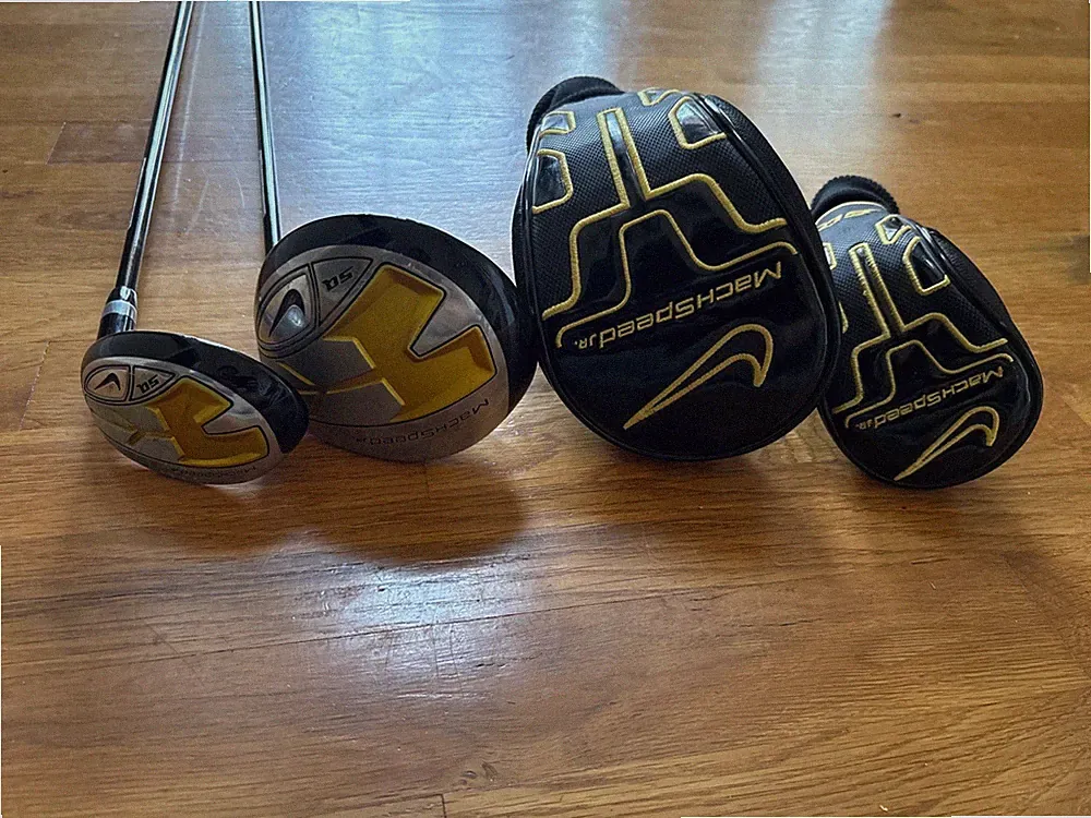 Nike Machspeed Jr. SQ 1 Driver and 4 Wood right hand golf clubs with head covers