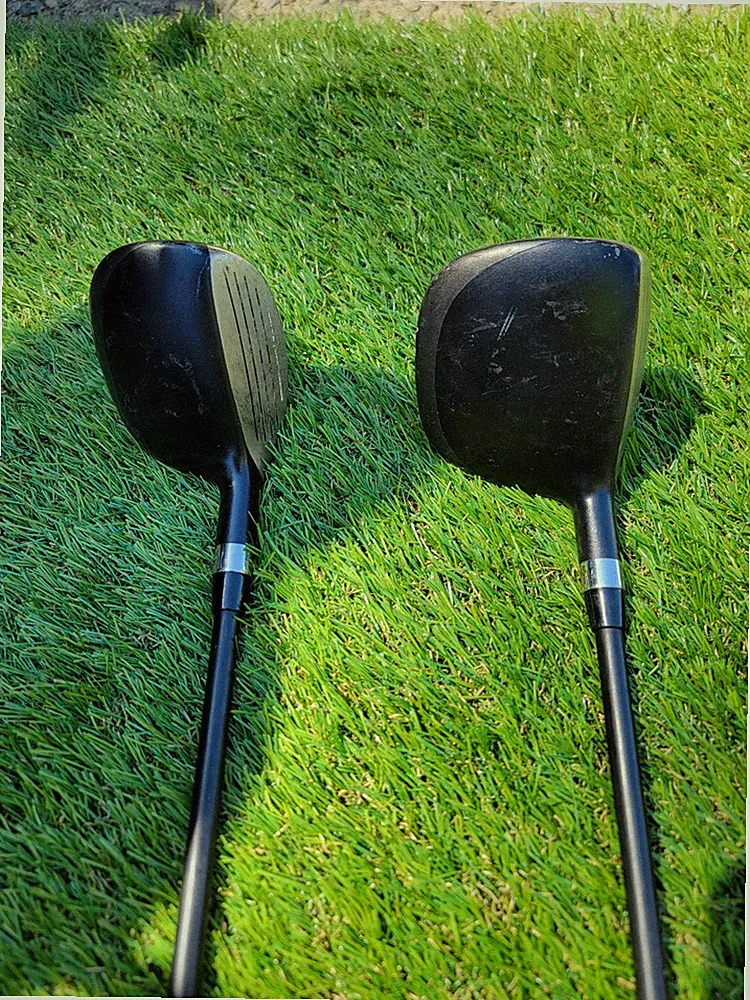 Nike Sasquatch junior fairway woods (4 wood & 5 wood) in left-handed setup.
