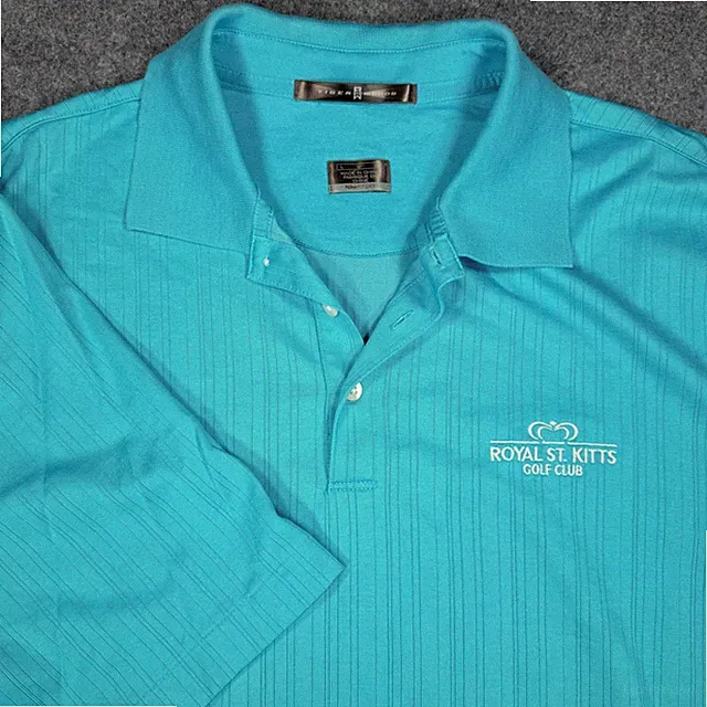 Nike Tiger Woods Royal St Kitts Golf Club Polo Shirt Blue Mens Large 198512-495