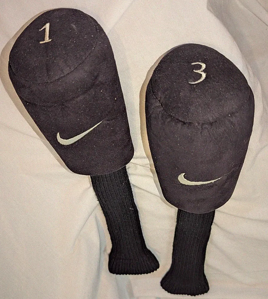 Nike Vintage Golf Wood Club Head Covers Set of 2 Plush Sock - 1 & 3