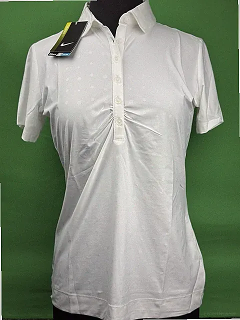 Nike Womens Emboss Dot Closeout Golf Polo Shirt Top Color: White Choose Size NEW