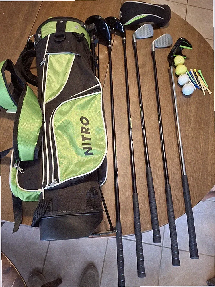 Nitro Crossfire Youth Junior Golf Set RH Driver Hybrid Irons Putter Stand Bag