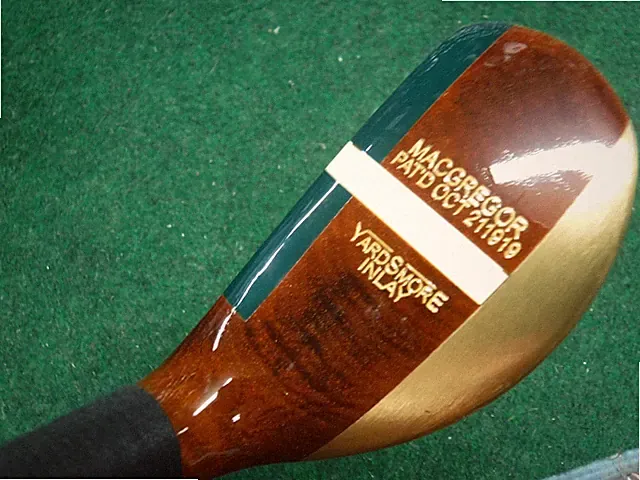 Nm Macgregor Yardsmore Inlay wood head putter hickory shafted leather