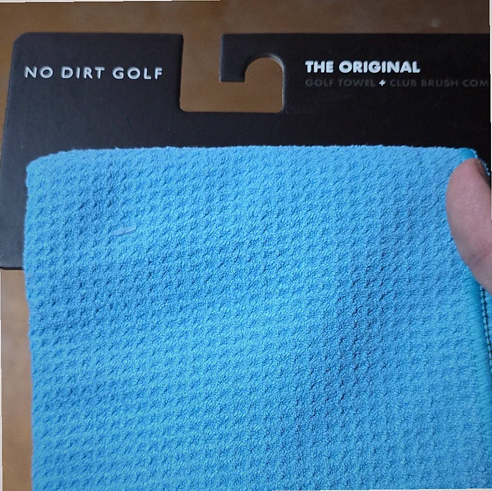 No Dirt Golf Textured Blue Golf Bag Towel w/ Club Brush Combo 16x39"