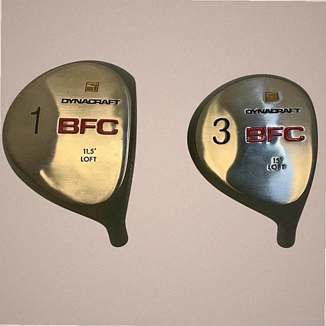 “NOS” Dynacraft BFC Right Handed Golf Clubs, 1 Driver and 3 Wood, Vtg, No Shaft