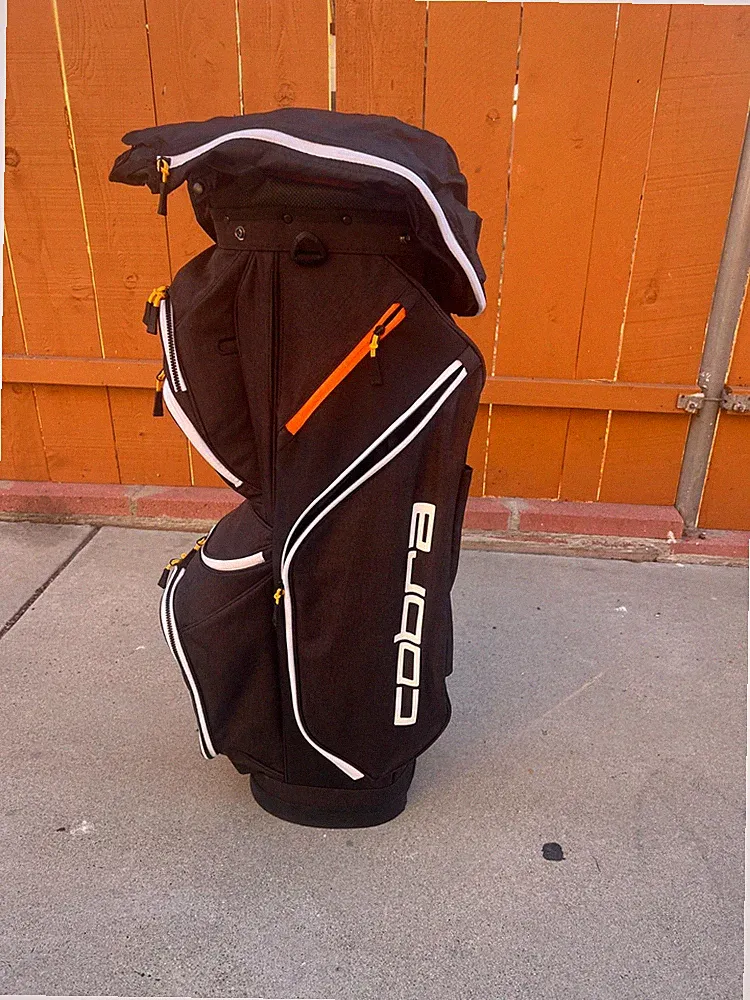 NWOT Cobra Golf FLY XL 2 Cart Bag In Black/Orange w/Rain Cover