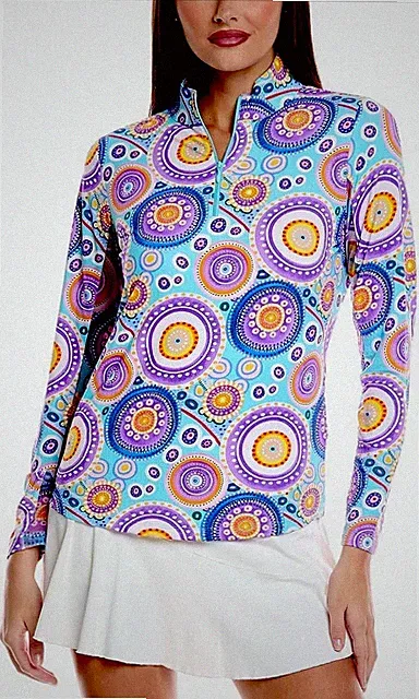 NWT IBKUL Golf Tennis 1/4 Zip Pullover Top XS S M L XL 2XL Seafoam Longsleeve P3