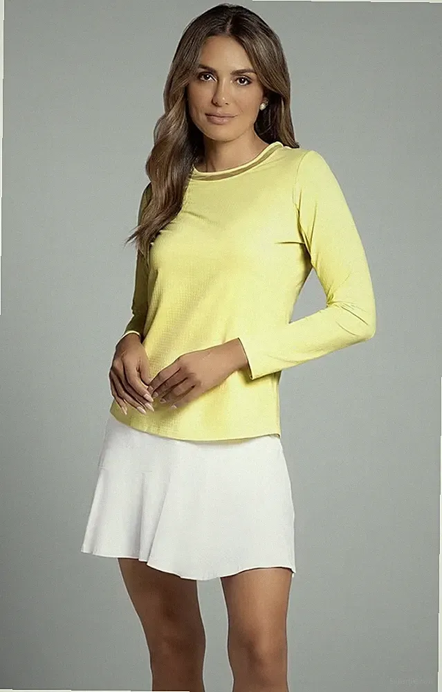 NWT IBKUL Golf Tennis Top Shirt XS S L XL Yellow Butter Long Sleeve Crew Neck H7