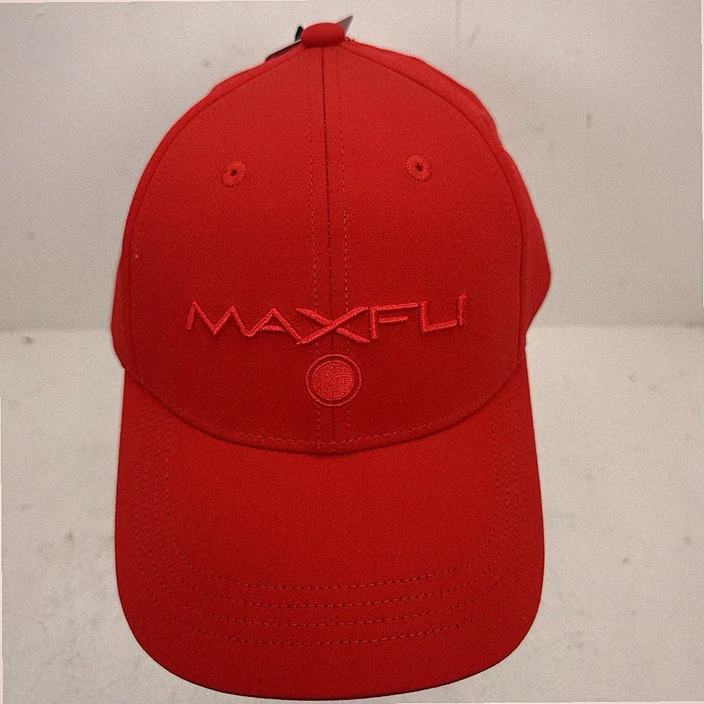 NWT Maxfli Tour Men's Tech Cap Red 3D Logo Golf Hat Strap Back OSFM