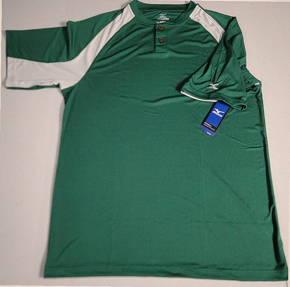 NWT Mizuno Sz Large DryLite Baseball/Golf 1/4 Button Shirt Lightweight Green