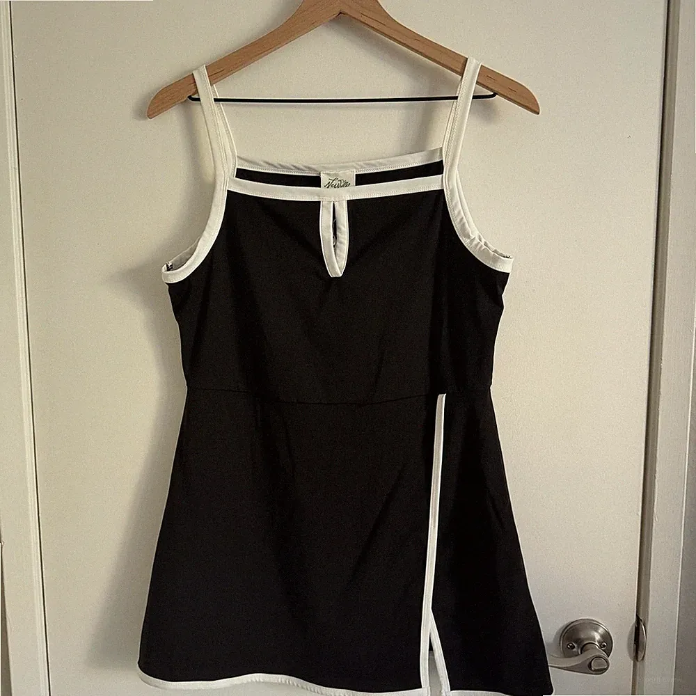 NWT New Me black mini dress with built in shorts Golf Sporty Athleisure