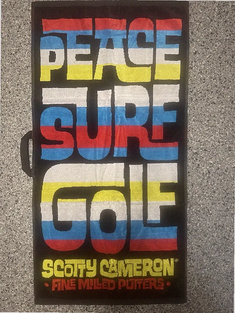 NWT SCOTTY CAMERON GALLERY Peace Surfer large Golf Towel Black Red Blue