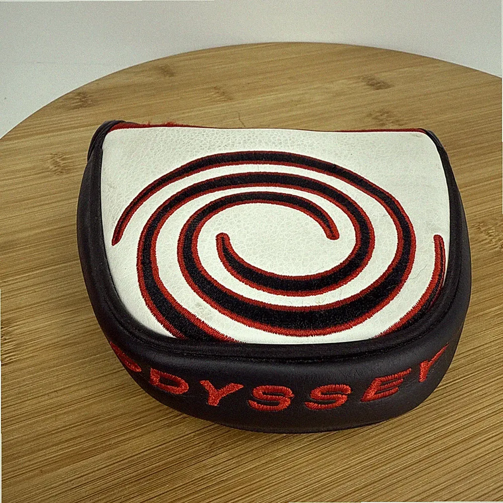 Odyssey Mallet Putter Headcover White Black Red Leather Magnetic Golf Club Cover