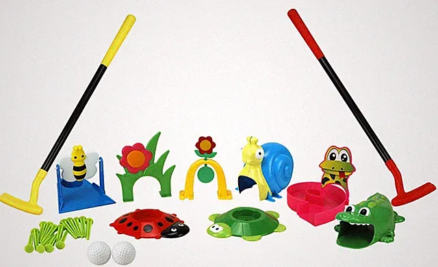 Party Hurray Children Golf Set with Golf Clubs, Practice Holes, Obstacles, Golf