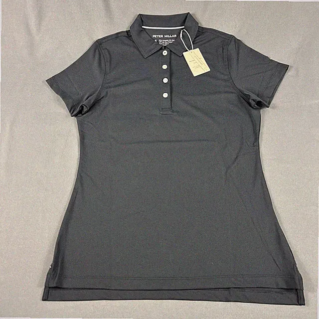 Peter Millar Womens Golf Shirt Polo Small Black Polyester Spandex NWT MSRP $95
