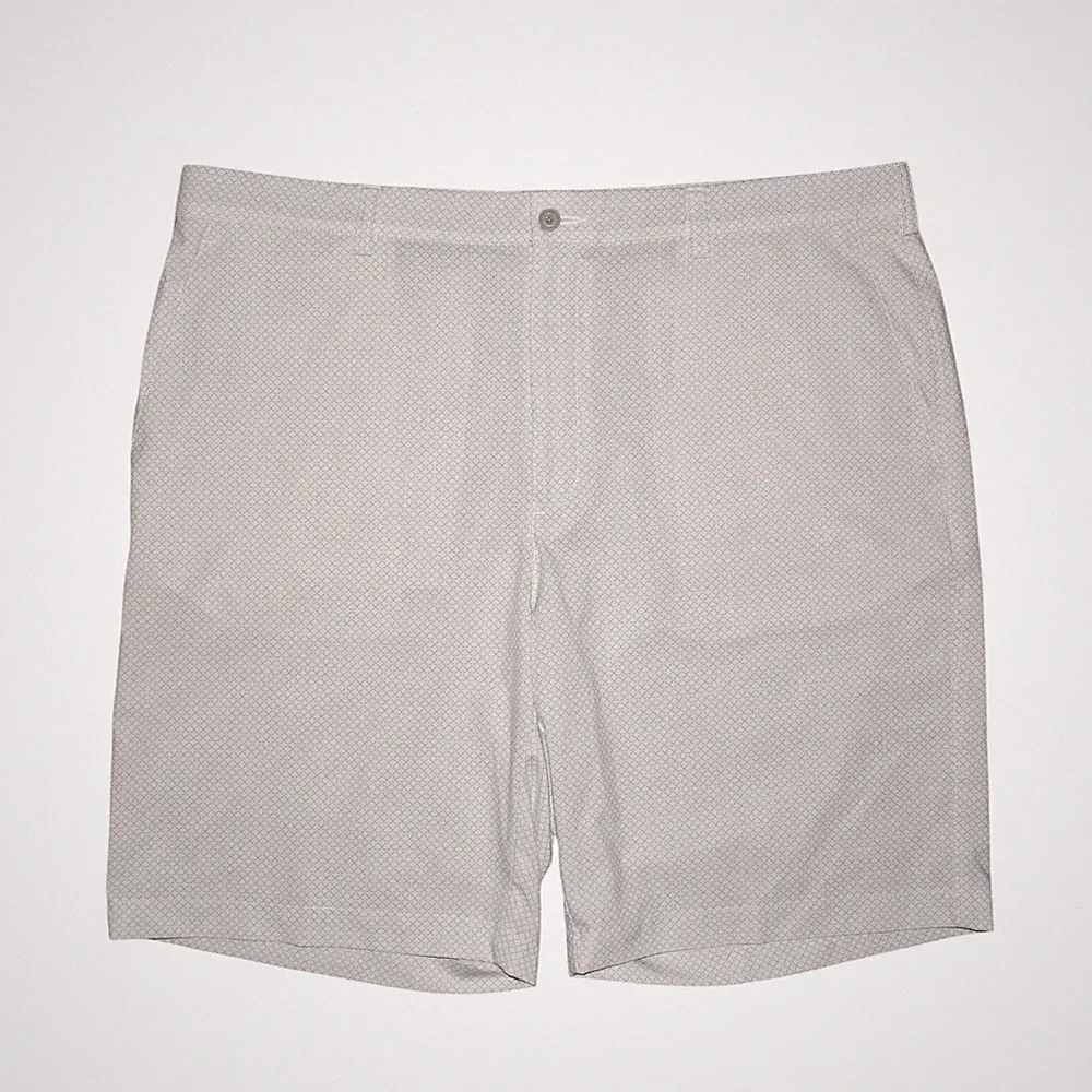 PGA TOUR $65 Flat Front Performance Golf Short White Blue Golf Clubs Men's 40