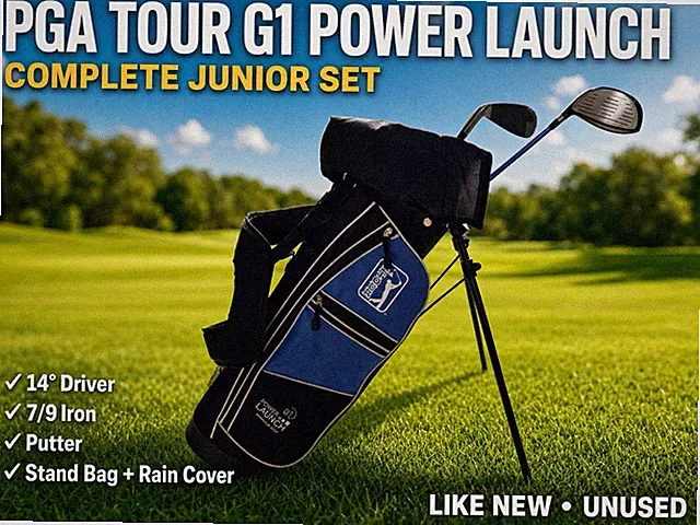 PGA Tour G1 Junior Golf Set Driver 7/9 Iron Putter Stand Bag RH Kids Blue NEW