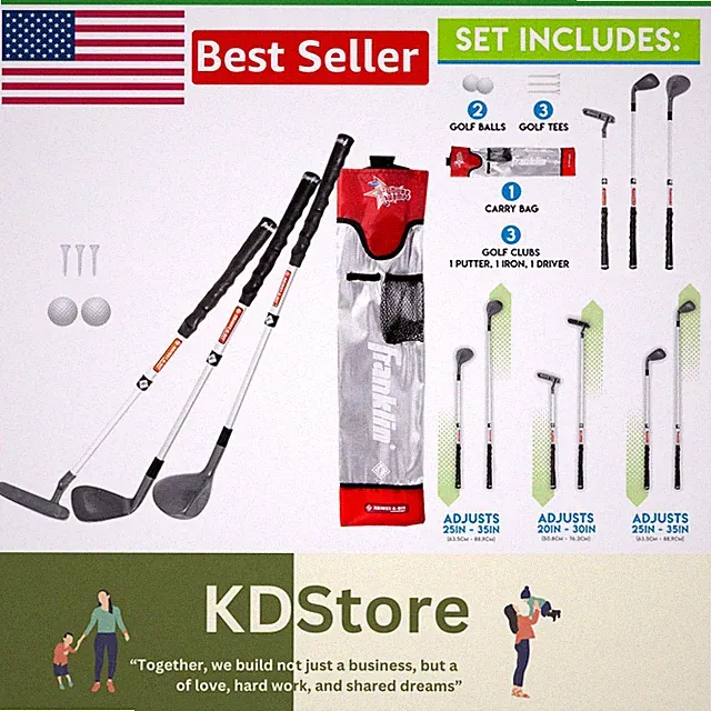 PGA Tour Kids Golf Set - Adjustable 20-35 Inch Clubs for Young Golfers!