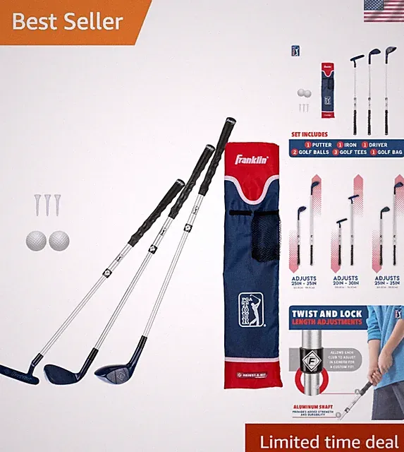 PGA Tour Kids' Golf Set: Adjustable Plastic Clubs & Bag for Young Golfers