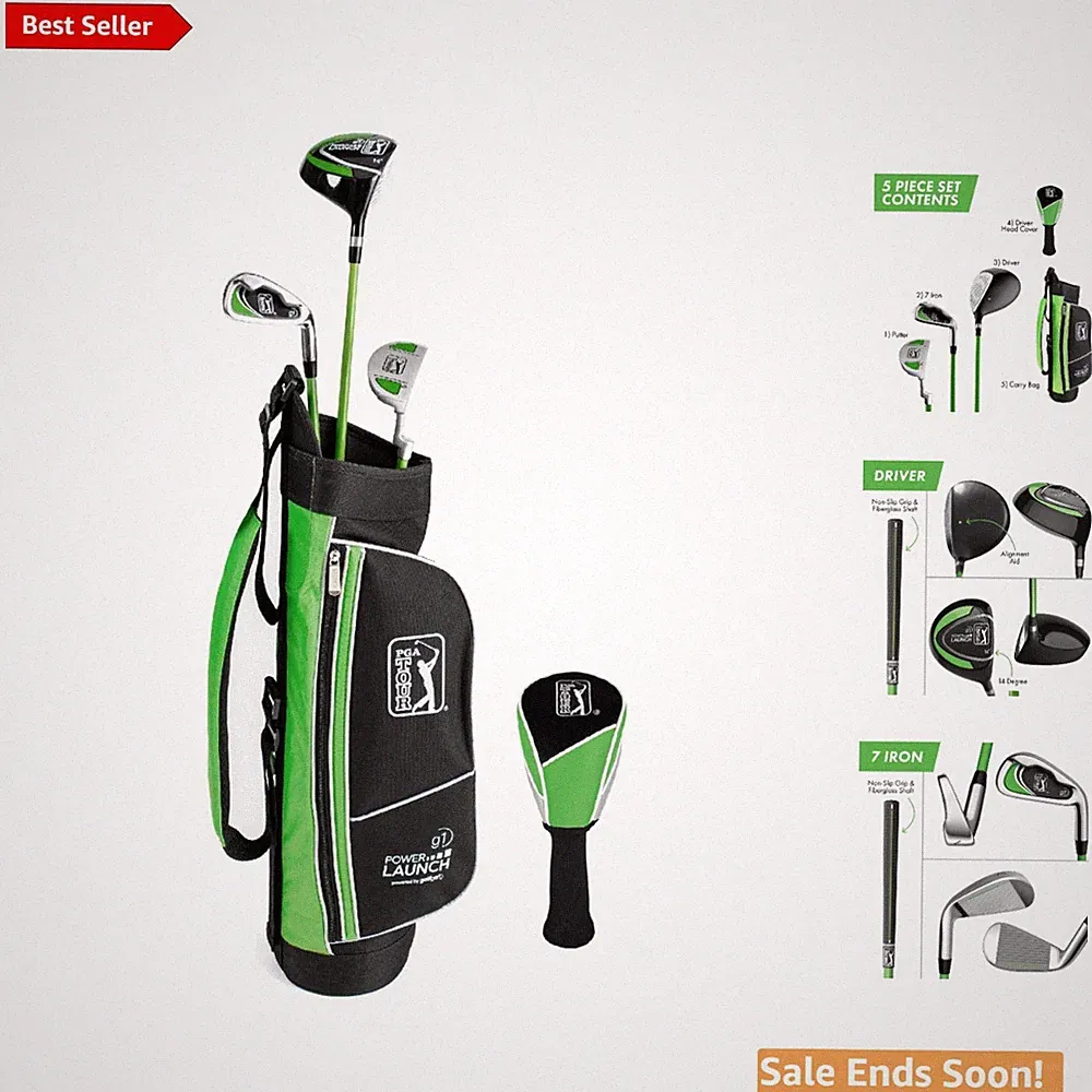 PGA Tour Youth Golf Club Set for Beginners Ages 3-8 Light Blue and Green