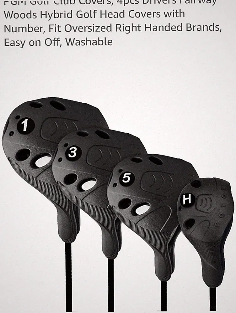 PGM Black Polypropylene Golf Club Driver Covers