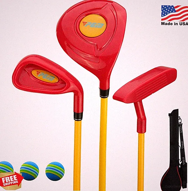 PGM Children's Golf Club Set 2-3 Years Red 3 Piece Wood Iron Putter