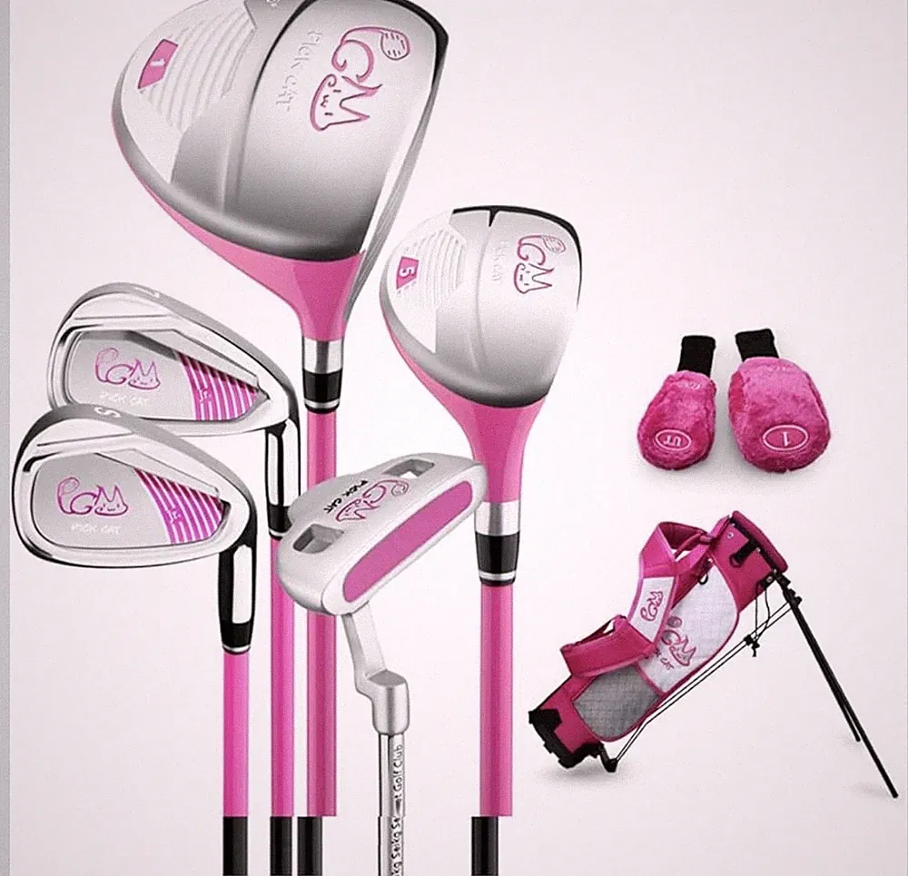 PGM Junior Golf Club Complete Set for Children Kids, 5 Golf Clubs with Stand...