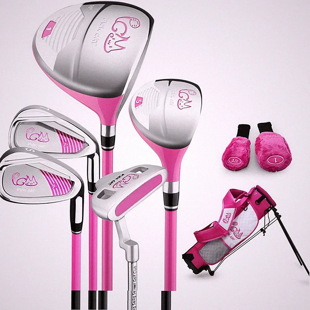 PGM Junior Golf Club Complete Set for Children Kids, 5 Golf Clubs with Stand...