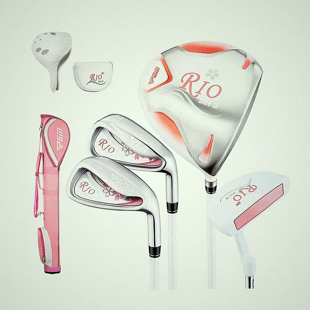 PGM Women's 4-Piece Golf Club Set - Titanium 1 Wood, 2 Irons, 1 Putter with G...