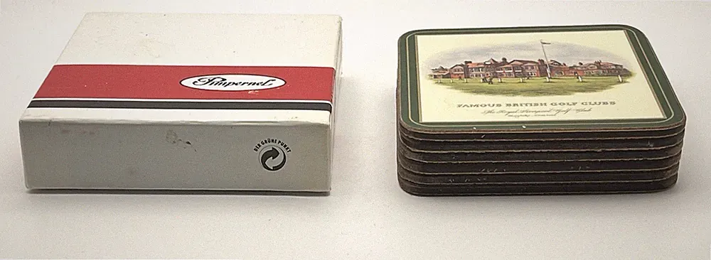 Pimpernel Famous British Golf Clubs Coasters Set of 6 in Box Made in England
