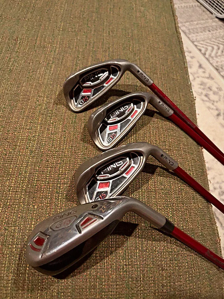 PING G15 Right-Handed 4-Club Iron Set Stiff Flex Graphite Shafts Red