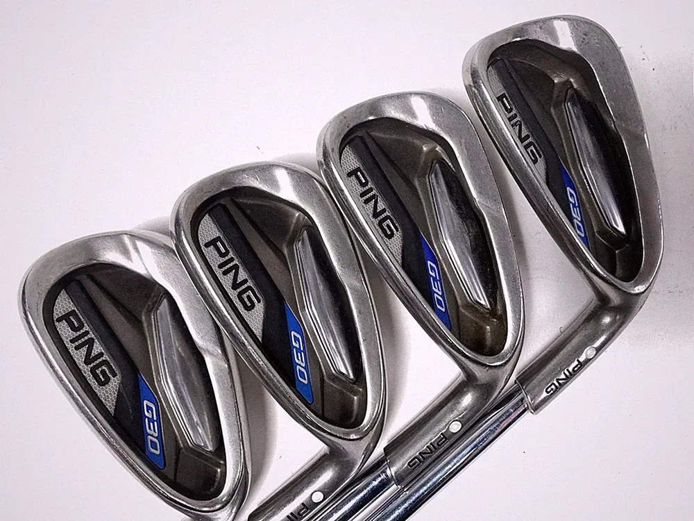 Ping G30 Iron Set 7-PW White Dot 3* Up CFS Distance Stiff Steel Mens RH