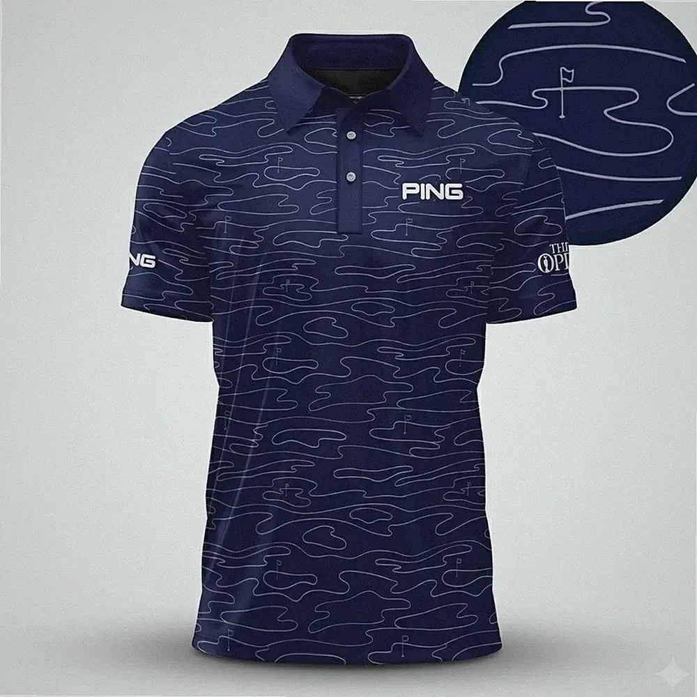Ping Golf Polo Shirt Blue Course Pattern