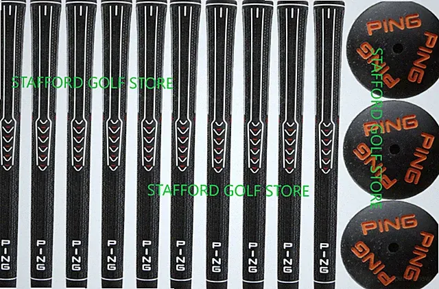 Ping ID-8 Golf Grips Oversize +1/16" .60" Ribbed Black/Orange Cap Set of 10