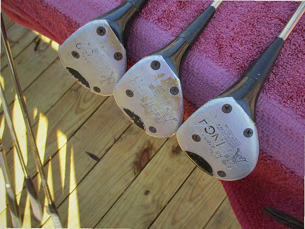 PING KARSTEN 1 FAIRWAY WOODS (2,3,4) STEEL AND BONUS 34" PING PAL PUTTER