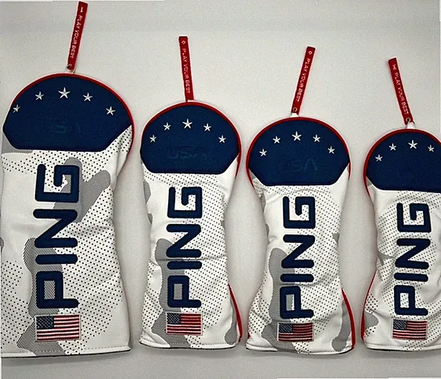 PING USA Leather Driver, Fairway Wood, Hybrid Cover (White & Blue) - Individual