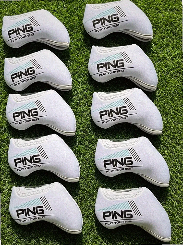 PING Window Golf Club Iron Head Covers Neoprene White Universal { 10Pcs }