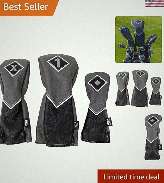 Plush Interior Golf Headcover Combo: Elegant Gray/Black Set for Club Protection