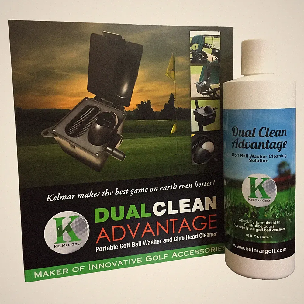 PORTABLE GOLF BALL WASHER & CLUB HEAD CLEANER + GOLF BALL CLEANING SOLUTION 16oz
