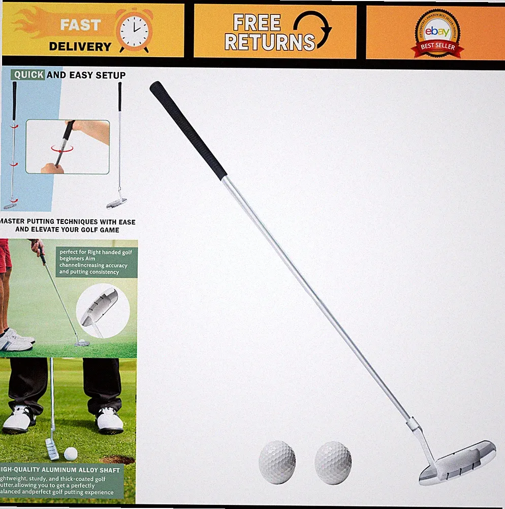 Portable Golf Putter Set - Removable Clubs for Right & Left Handed Beginners, 33