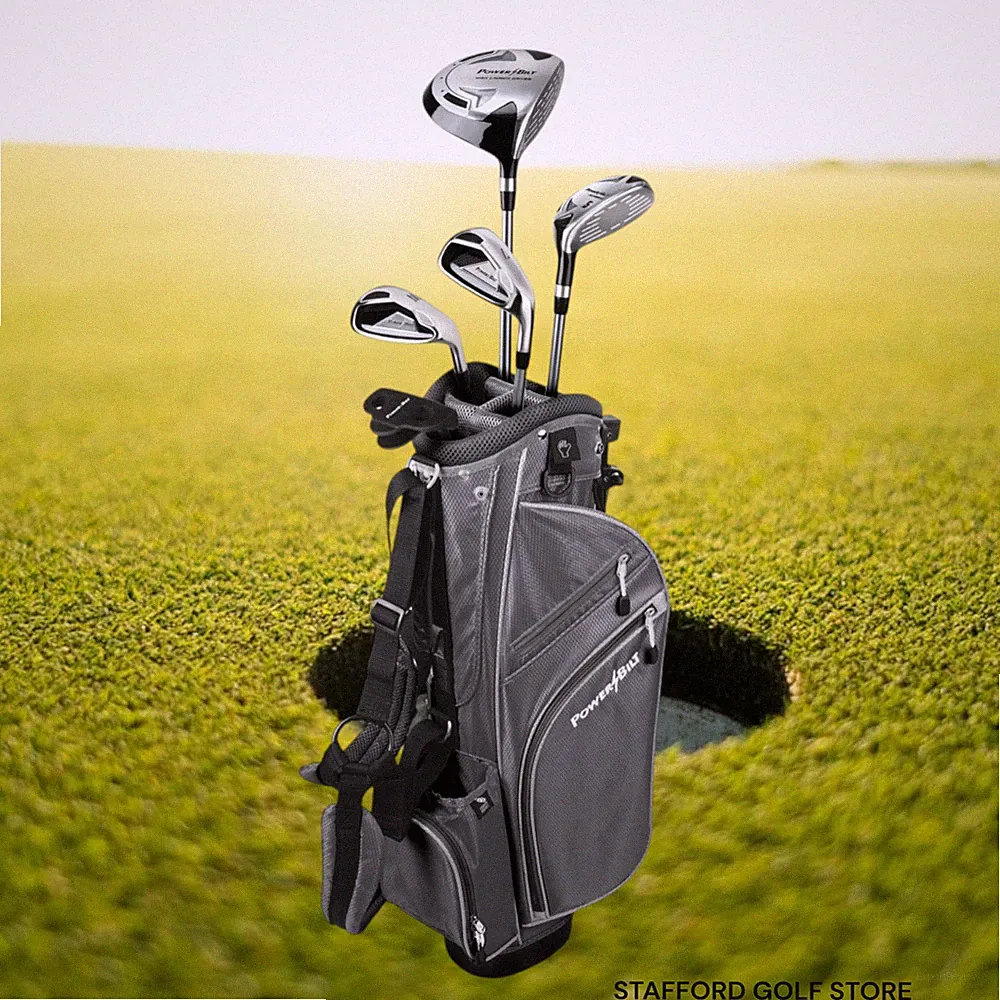 PowerBilt Junior Silver 8-Piece Boys Complete Golf Club Set RH/LH Ages 9-12 Year