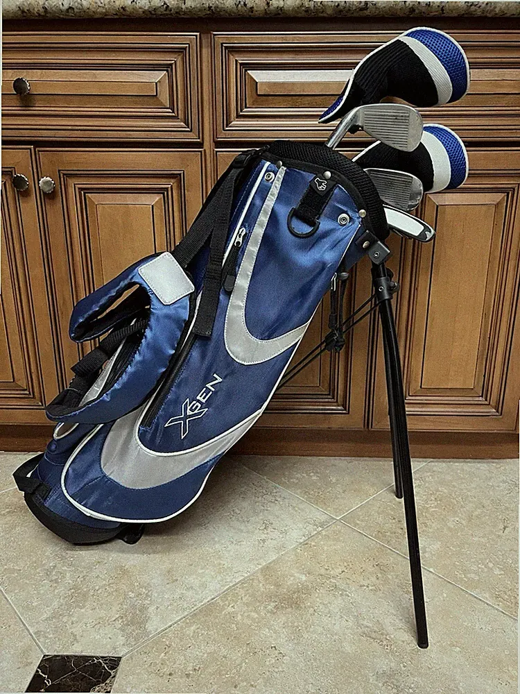 PowerBilt Lil Slugger Blue Kids Junior 5 Pc Golf Club Set Youth RH w/ Stand Bag