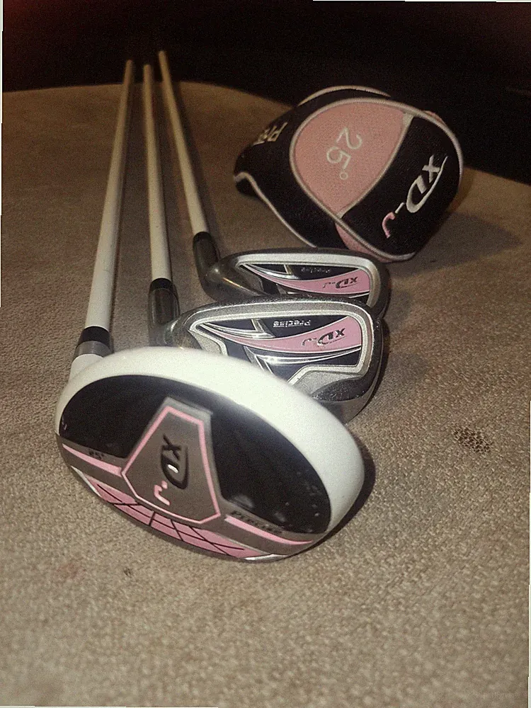 Precise r-cX Junior Flex 3pc Golf Club Set Driver, 6 & 7 Iron 25° Graphite Pink