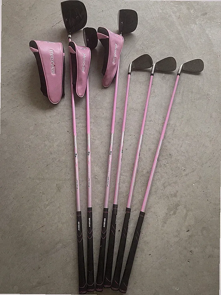 Precise S5 Womens Golf Club Set Right Hand Pink Ladies 7 Clubs W/ Headcovers