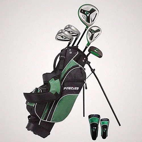 PRECISE X7 JUNIOR GOLF CLUBS AND PRECISION GOLF BAG WITH KICKSTAND