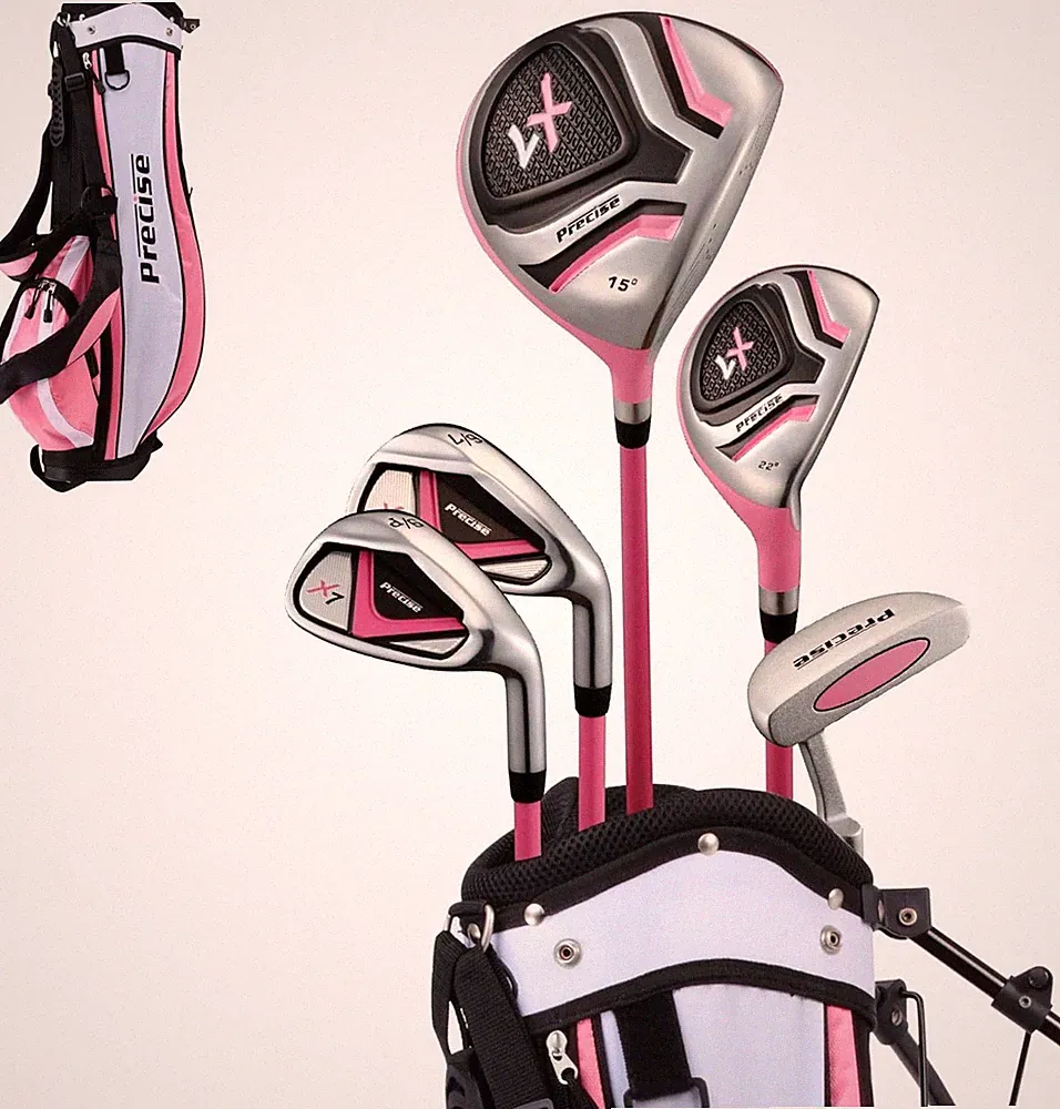 Precise X7 Kids Golf Clubs Set – Boys’ & Girls’ Junior Golf Set,Pink Ages 9-12