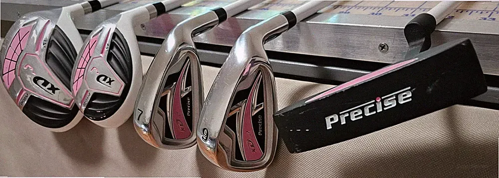 Precise XD Jr Girls Golf Set, RH, Bag, Cover (Driver, Hybrid, 7 & 9 irons, P) VG