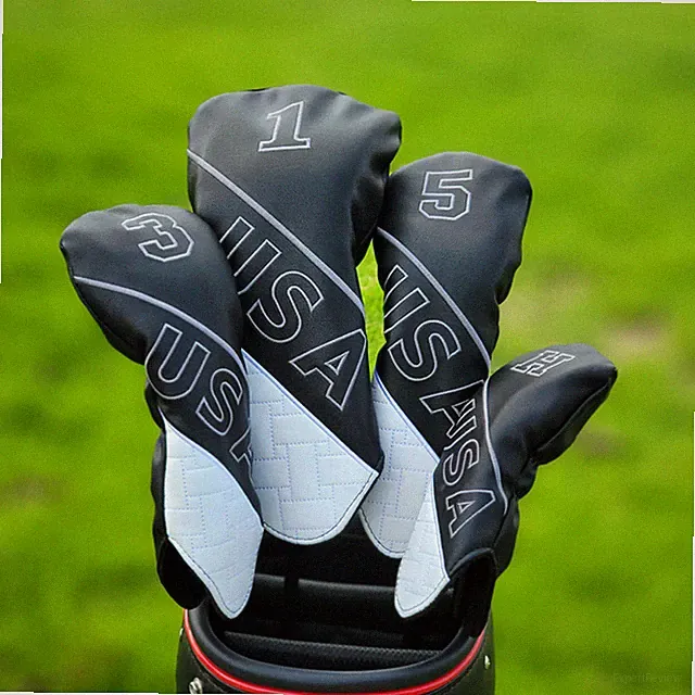 Premium Black/White Vintage USA Golf Driver Fairway Wood Hybrid Headcover 135H